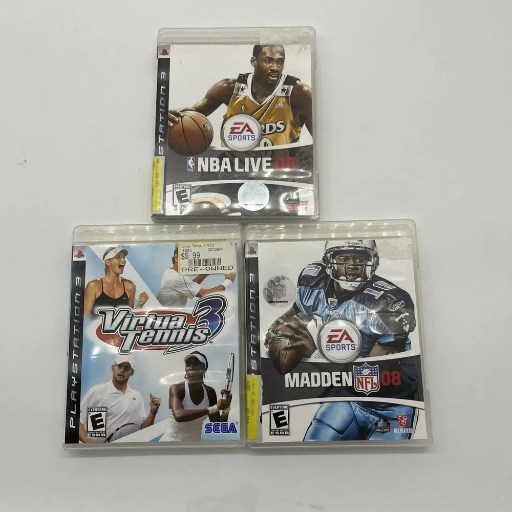 PS3 Virtual Tennis 3, NBA LIVE 08, And MADDEN‎ 08 Lot Of All 3 Games